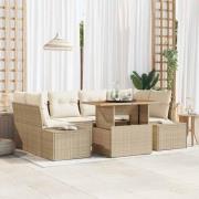 vidaXL Trädgårdsoffset med lagring 7 pcs Beige Poly rattan