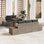 vidaXL Trädgårdsoffset med lagring 6 pcs Grå Poly rattan