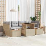 vidaXL Trädgårdsoffset med lagring 7 pcs Beige Poly rattan