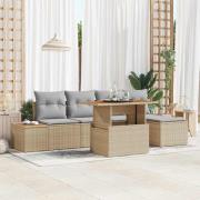 vidaXL Trädgårdsoffset med lagring 6 pcs Beige Poly rattan