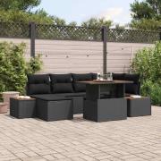 vidaXL Trädgårdsoffset med lagring 7 pcs Svart Poly rattan