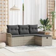 vidaXL Trädgårdsoffset 4 pcs Ljusgrå 196 x 117 x 85 cm Poly rattan