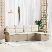 vidaXL Trädgårdsoffset 5 pcs beige och gräddvit 251 x 117 x 85 cm
