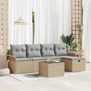 vidaXL Trädgårdsoffset 6 pcs beige och ljusgrå 251 x 117 x 85 cm