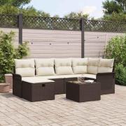 vidaXL Trädgårdsoffset 7 pcs Brun och gräddvit 242.5 x 132.5 x 85 cm