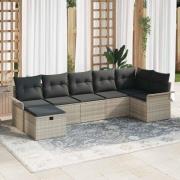 vidaXL Trädgårdsoffset 7 pcs Ljusgrå 297,5 x 132,5 x 85 cm Poly rattan