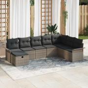 vidaXL Trädgårdsoffset 8 pcs Grå 297.5 x 187.5 x 85 cm Poly rattan