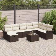vidaXL Trädgårdsoffset 9 pcs Brun och gräddvit 297.5 x 187.5 x 85 cm