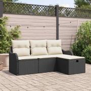 vidaXL Trädgårdsoffset 4 pcs Svart och gräddvit 176 x 117 x 85 cm