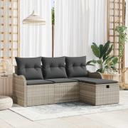 vidaXL Trädgårdsoffset 4 pcs Ljusgrå 176 x 117 x 85 cm Poly rattan