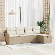 vidaXL Trädgårdsoffset 5 pcs beige och gräddvit 231 x 117 x 85 cm
