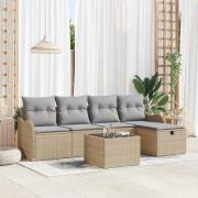 vidaXL Trädgårdsoffset 6 pcs beige och ljusgrå 231 x 117 x 85 cm
