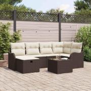 vidaXL Trädgårdsoffset 7 pcs Brun och gräddvit 232,5 x 122,5 x 85 cm