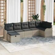 vidaXL Trädgårdsoffset 7 pcs Ljusgrå 287.5 x 122.5 x 85 cm Poly rattan
