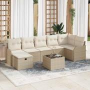 vidaXL Trädgårdsoffset 8 pcs beige och gräddvit 287.5 x 122.5 x 85 cm
