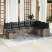 vidaXL Trädgårdsoffset 8 pcs Grå 287,5 x 177,5 x 85 cm Poly rattan
