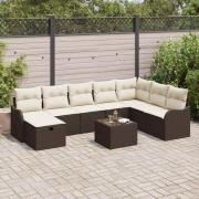 vidaXL Trädgårdsoffset 9 pcs Brun och gräddvit 287,5 x 177,5 x 85 cm
