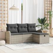 vidaXL Trädgårdsoffset 4 pcs Ljusgrå 179 x 117 x 85 cm Poly rattan