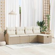 vidaXL Trädgårdsoffset 5 pcs beige och gräddvit 234 x 117 x 85 cm