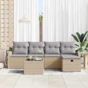 vidaXL Trädgårdsoffset 6 pcs beige och ljusgrå 234 x 117 x 85 cm