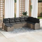 vidaXL Trädgårdsoffset 8 pcs Grå 289 x 179 x 85 cm Poly rattan
