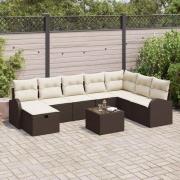 vidaXL Trädgårdsoffset 9 pcs Brun och gräddvit 289 x 179 x 85 cm