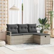 vidaXL Trädgårdsoffset 4 pcs Ljusgrå 175 x 117 x 85 cm Poly rattan