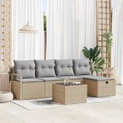 vidaXL Trädgårdsoffset 6 pcs beige och ljusgrå 230 x 117 x 85 cm