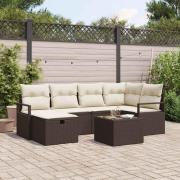vidaXL Trädgårdsoffset 7 pcs Brun och gräddvit 232 x 122 x 85 cm