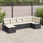 vidaXL Trädgårdsoffset 7 pcs Svart och gräddvit 287 x 122 x 85 cm