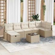 vidaXL Trädgårdsoffset 8 pcs beige och gräddvit 287 x 122 x 85 cm