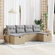 vidaXL Trädgårdsoffset 6 pcs beige och ljusgrå 230 x 117 x 85 cm