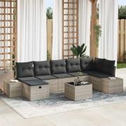 vidaXL Trädgårdsoffset med kudde 8 pcs Ljusgrå Poly rattan
