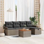 vidaXL Trädgårdsoffset med lagring 6 pcs Grå Poly rattan