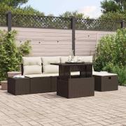 vidaXL Trädgårdsoffset 7 pcs Brun Poly rattan