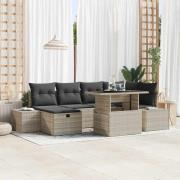 vidaXL Trädgårdsoffset med kudde med lagring 7 pcs Ljusgrå Poly rattan