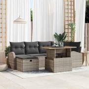 vidaXL Trädgårdsoffset med kudde med lagring 7 pcs Grå Poly rattan