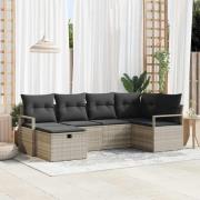 vidaXL Trädgårdsoffset med kudde med lagring 6 pcs Ljusgrå Poly rattan