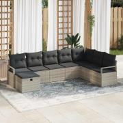 vidaXL Trädgårdsoffset 8 pcs Ljusgrå Poly rattan