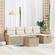 vidaXL Trädgårdsoffset 6 pcs Beige 55 x 55 x 37 cm Poly rattan