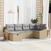vidaXL Trädgårdsoffset 6 pcs Beige 55 x 62 x 69 cm Poly rattan
