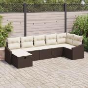 vidaXL Trädgårdsoffset 7 pcs Brun 55 x 62 x 69 cm Poly rattan