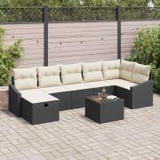 vidaXL Trädgårdsoffset 8 pcs Svart 55 x 62 x 69 cm Poly rattan