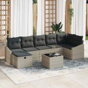 vidaXL Trädgårdsoffset 8 pcs Ljusgrå 55 x 62 x 69 cm Poly rattan