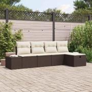 vidaXL Trädgårdsoffset 5 pcs Brun 55 x 62 x 69 cm Poly rattan