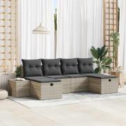 vidaXL Trädgårdsoffset 6 pcs Ljusgrå 55 x 62 x 69 cm Poly rattan