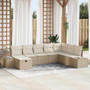 vidaXL Trädgårdsoffset 8 pcs Beige 55 x 62 x 69 cm Poly rattan