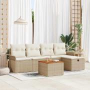 vidaXL Trädgårdsoffset med kudde med lagring 6 pcs Beige Poly rattan