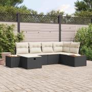 vidaXL Trädgårdsoffset 6 pcs Svart 55 x 62 x 69 cm Poly rattan