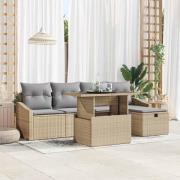 vidaXL Trädgårdsoffset 6 pcs Beige konstrotting